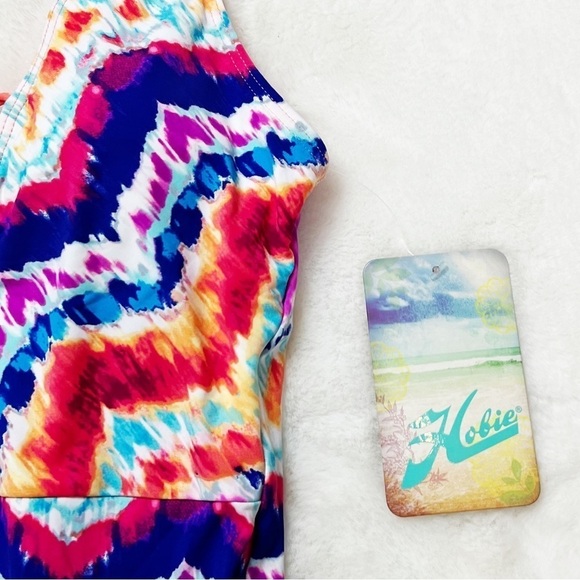 NWT Hobie Chevron Tie Dye Strappy Front One Piece Swimsuit - Picture 3 of 5